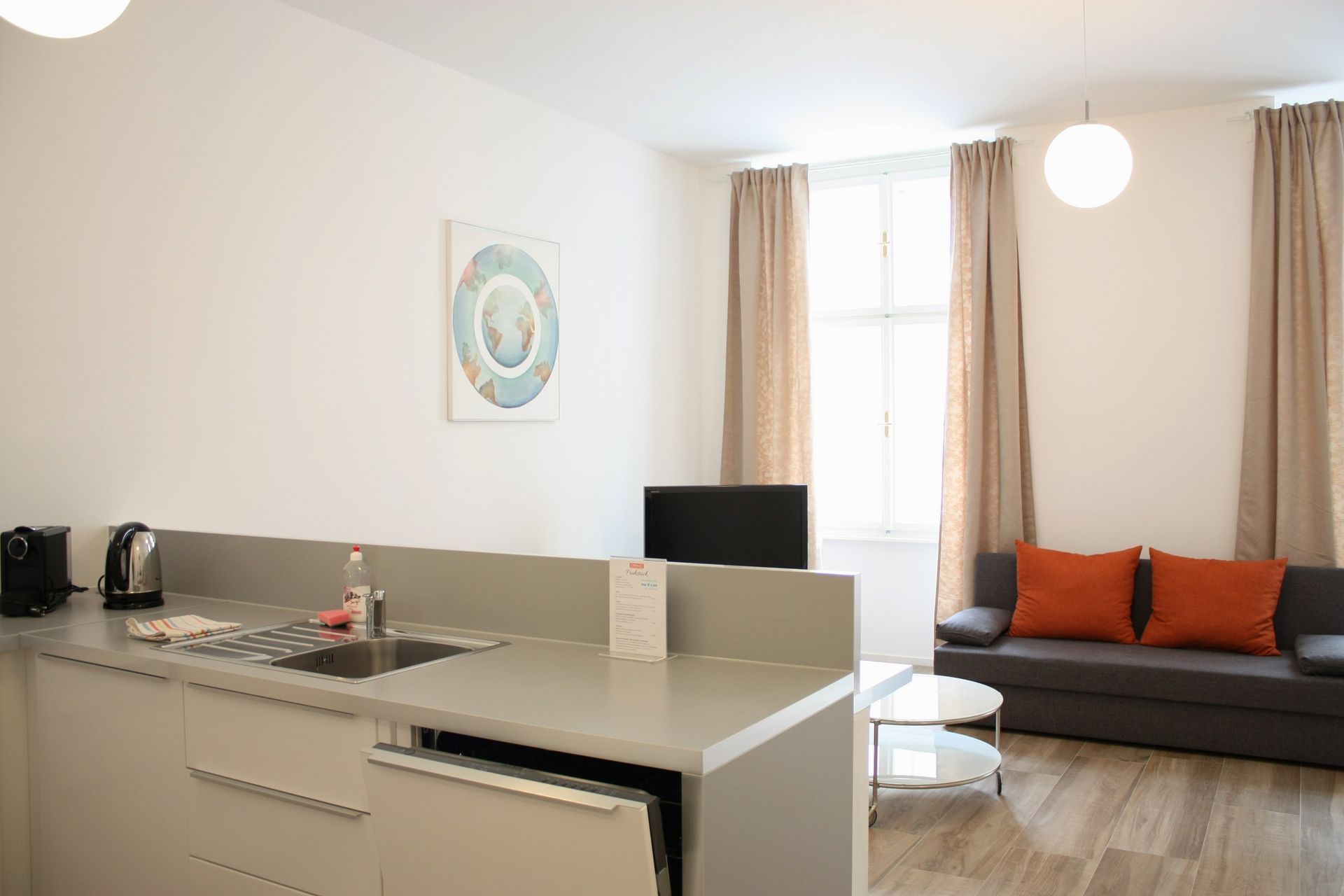 living area/kitchen